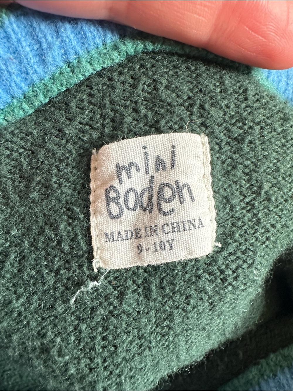Mini Boden Boys Deer Sweater Long Sleeve Crewneck Green Blue 9-10Y Wool - Picture 3 of 4